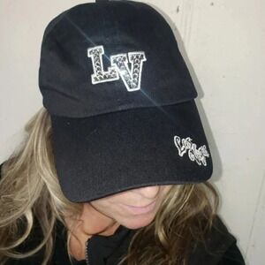 SNCO Las Vegas Baseball Cap OSFA Black Rhinestone LV Embroidered Dad Hat